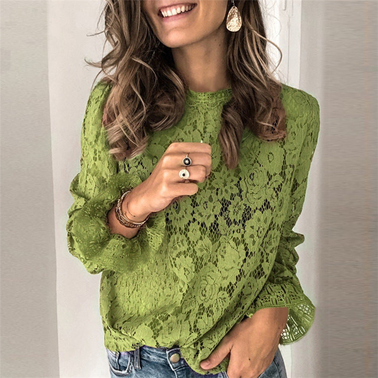 Hollow Lace Long Sleeve Shirt