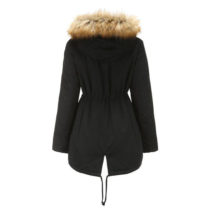 Anya - Plus Velvet Cotton Hooded Fur Collar Coat