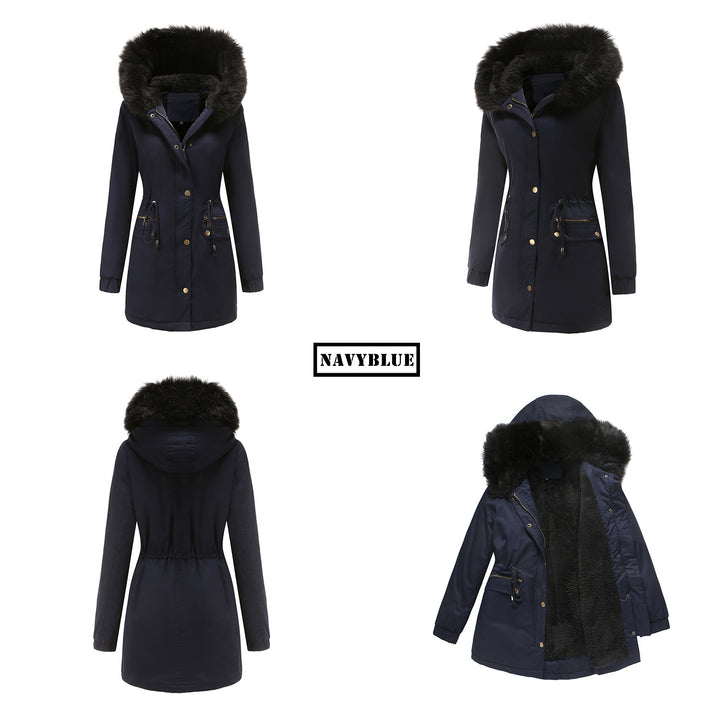 Rosie - Fur Collar Hooded Parka - Plus Velvet Cotton Coat