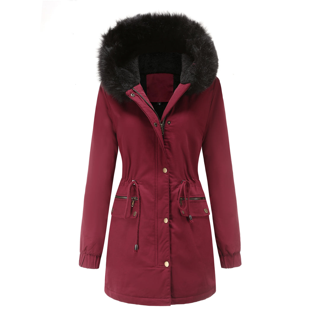 Rosie - Fur Collar Hooded Parka - Plus Velvet Cotton Coat