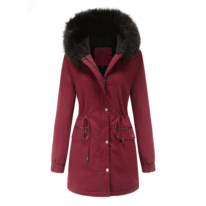 Rosie - Fur Collar Hooded Parka - Plus Velvet Cotton Coat