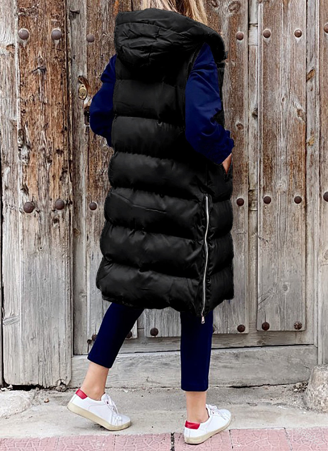 Women's Hooded Long Cotton Vest Jacket