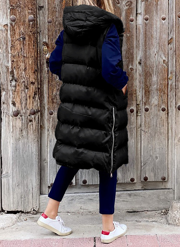 Women's Hooded Long Cotton Vest Jacket