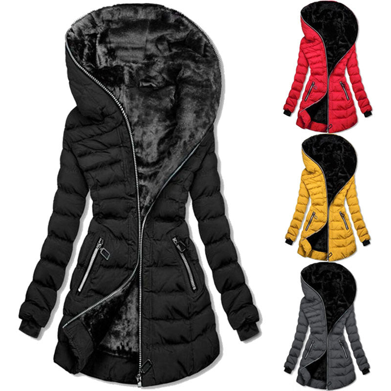 Women's Hooded Plus Velvet Cotton Coat