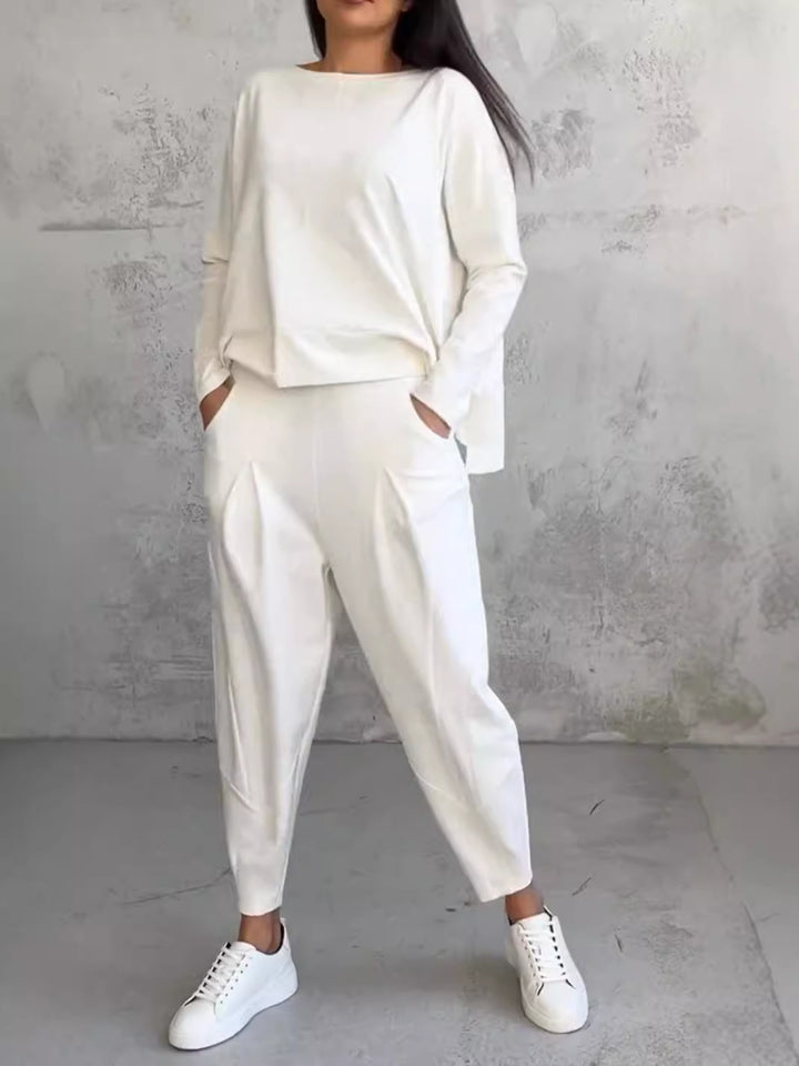 Clara - Irregular Design Sweater & Harem Pants Suit.