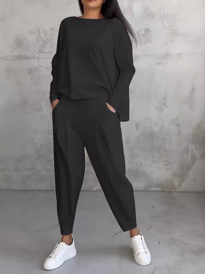 Clara - Irregular Design Sweater & Harem Pants Suit.