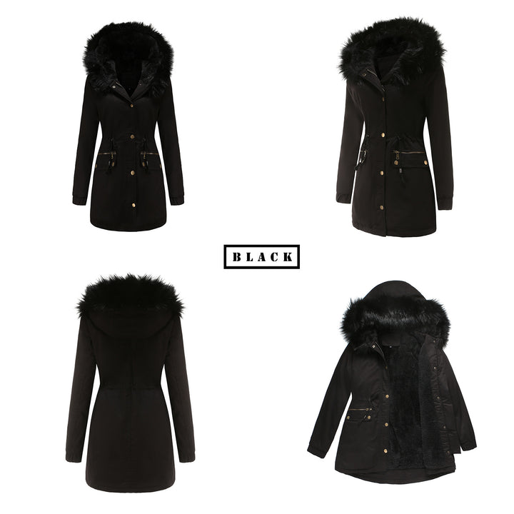 Rosie - Fur Collar Hooded Parka - Plus Velvet Cotton Coat