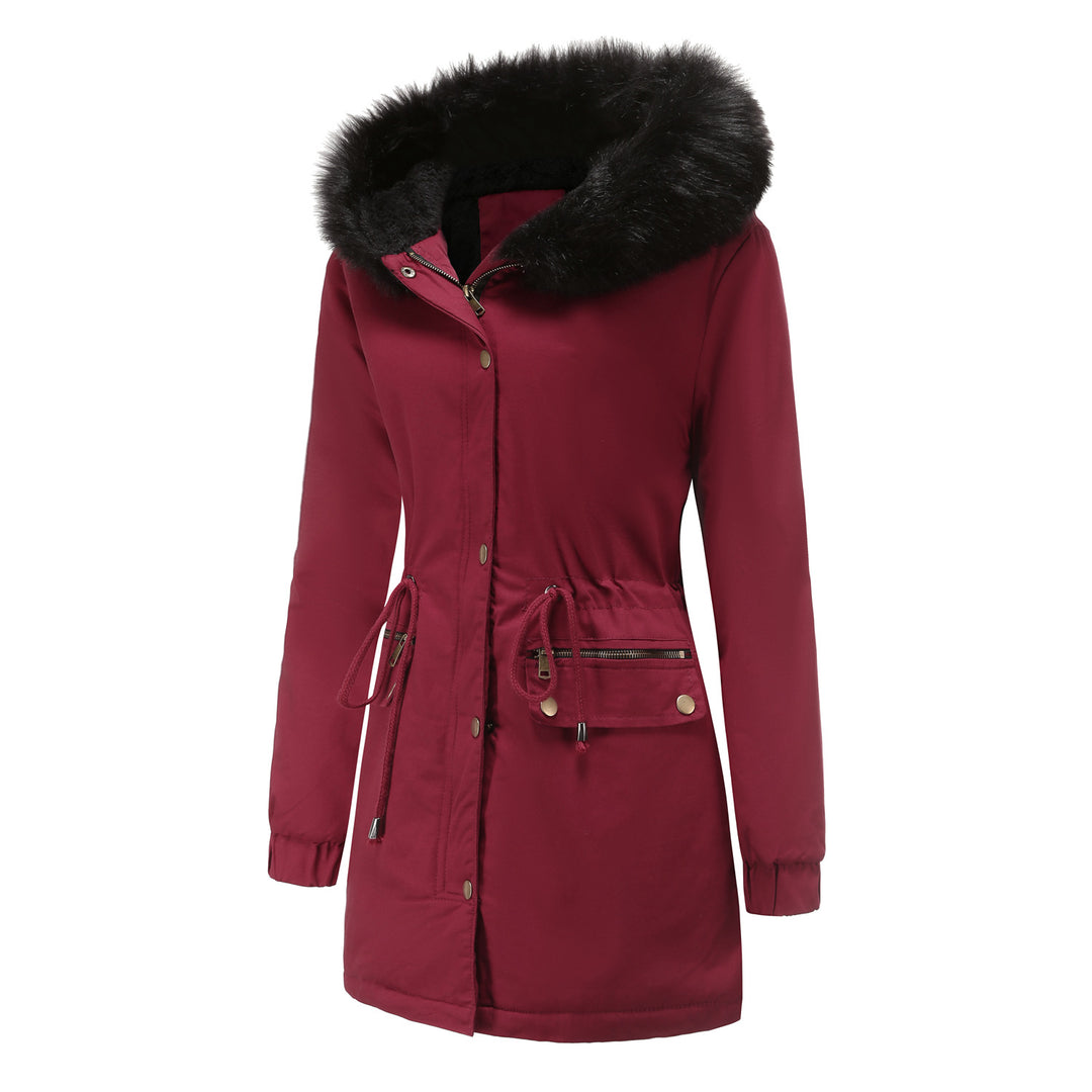 Rosie - Fur Collar Hooded Parka - Plus Velvet Cotton Coat