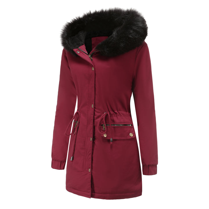 Rosie - Fur Collar Hooded Parka - Plus Velvet Cotton Coat