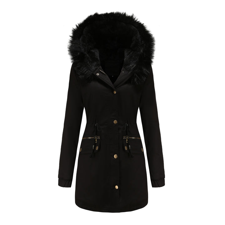 Rosie - Fur Collar Hooded Parka - Plus Velvet Cotton Coat