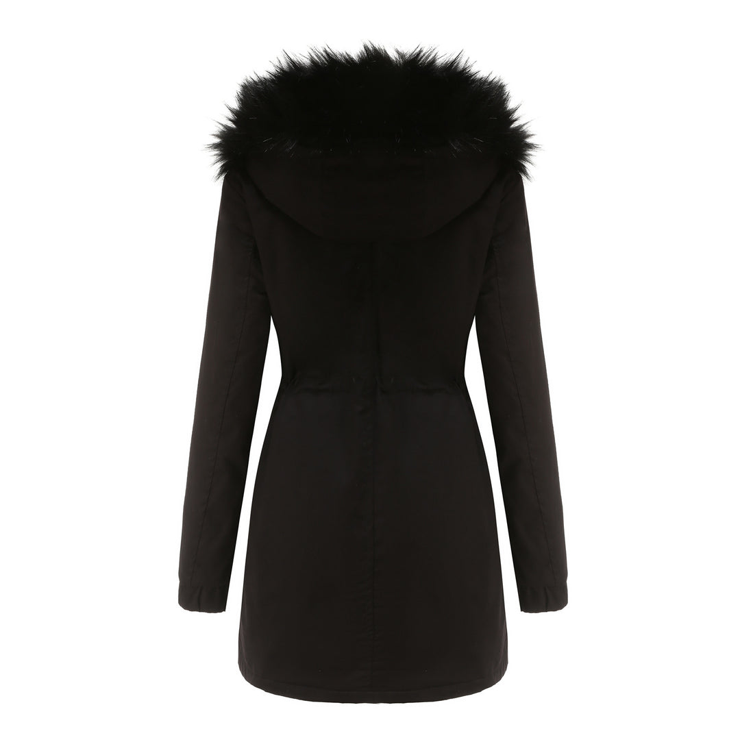 Rosie - Fur Collar Hooded Parka - Plus Velvet Cotton Coat