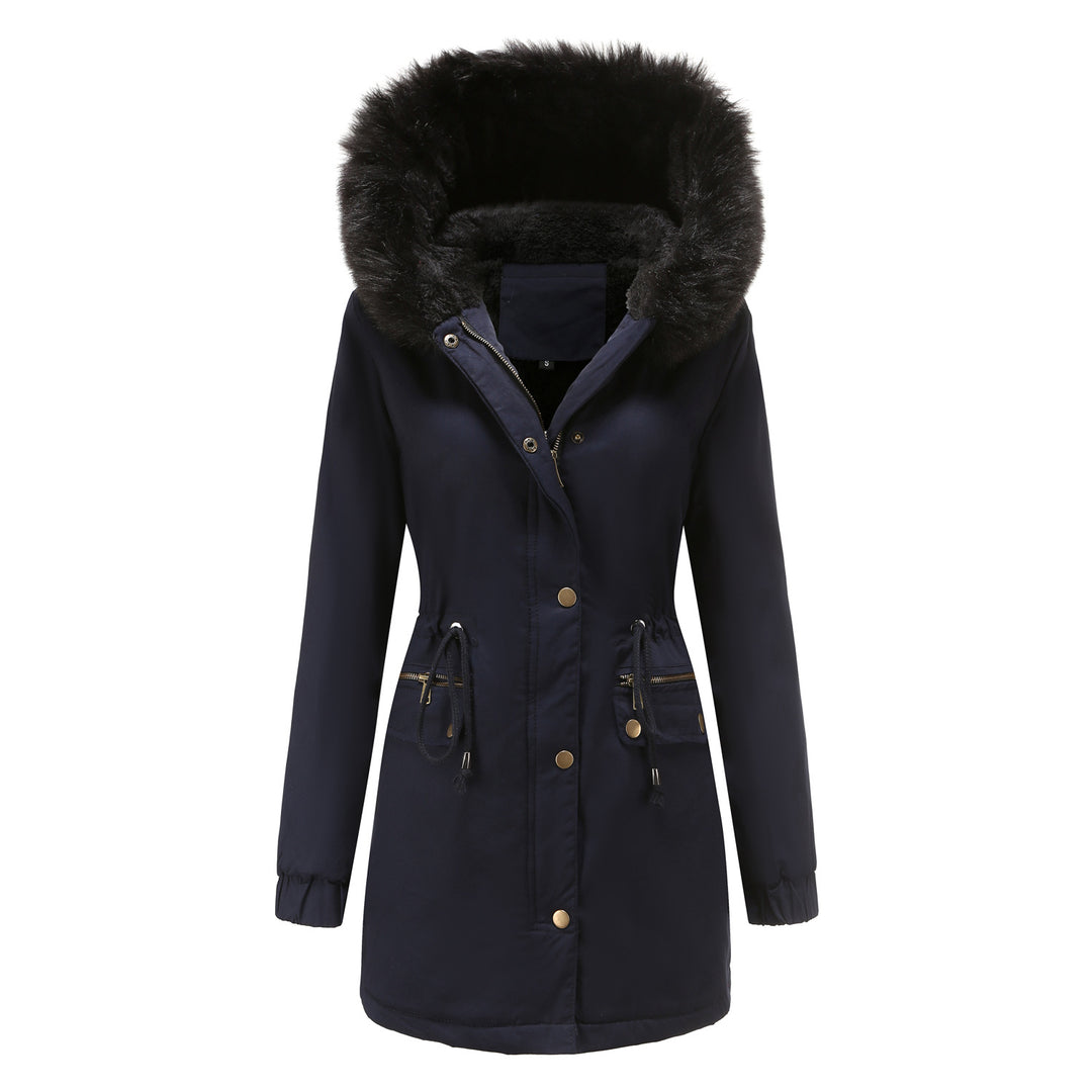 Rosie - Fur Collar Hooded Parka - Plus Velvet Cotton Coat