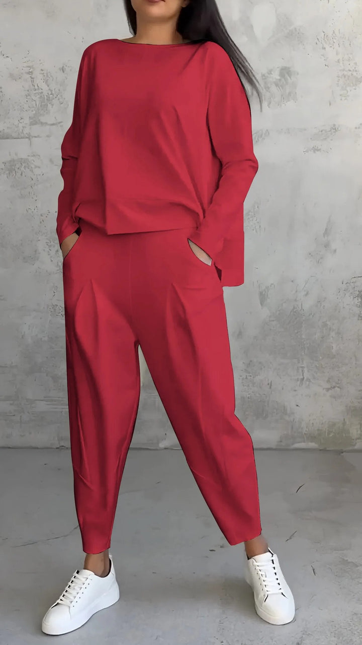 Clara - Irregular Design Sweater & Harem Pants Suit.