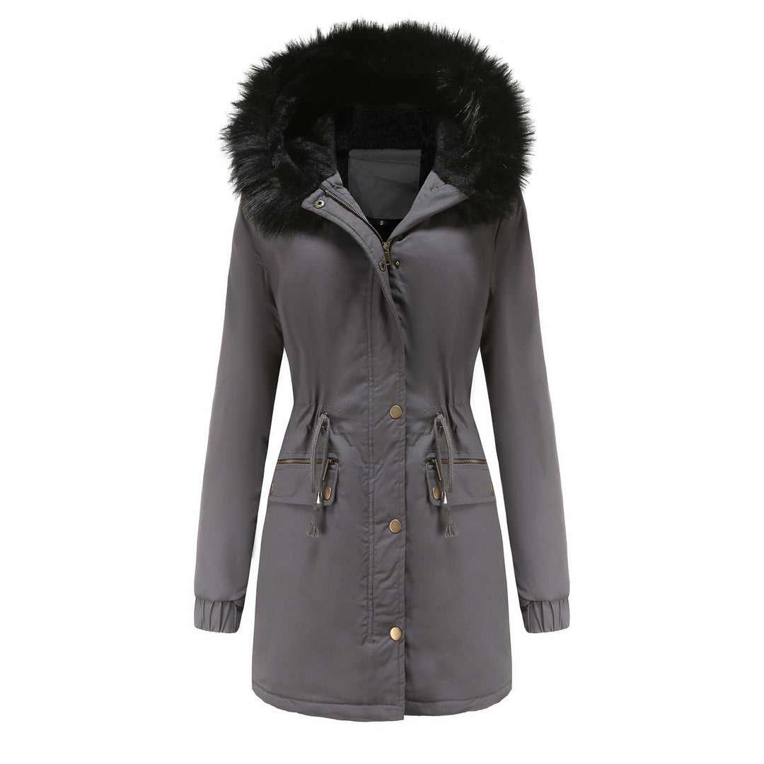 Rosie - Fur Collar Hooded Parka - Plus Velvet Cotton Coat