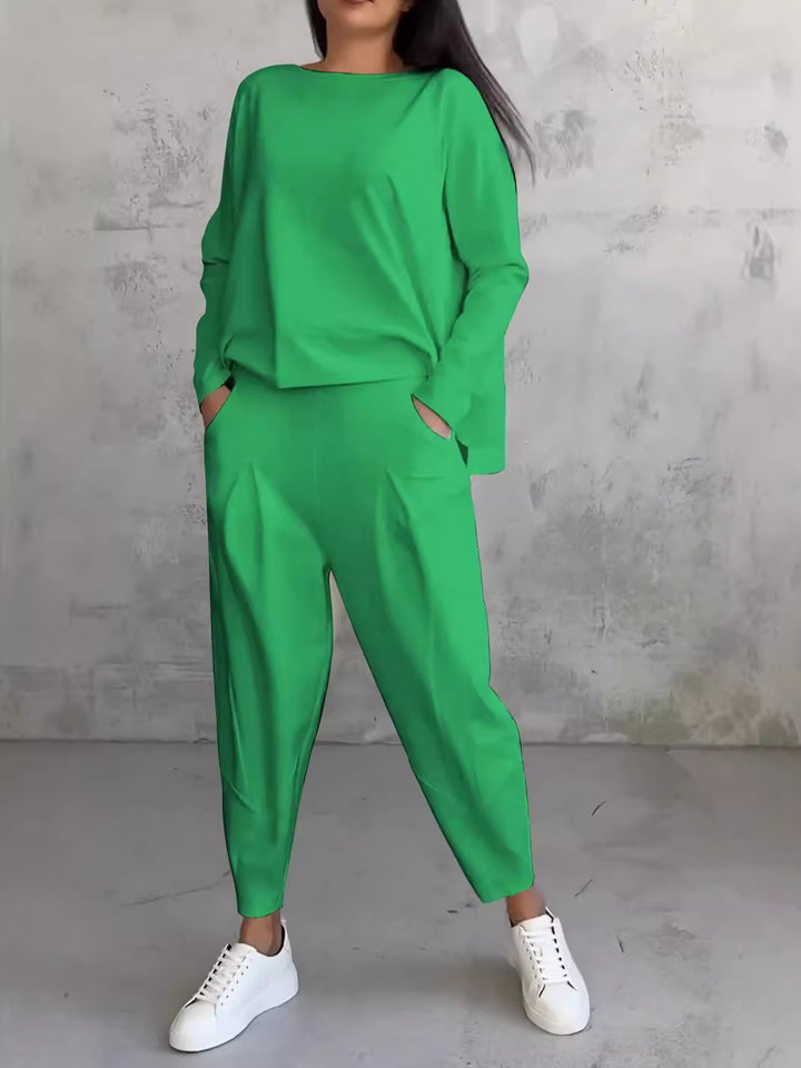 Clara - Irregular Design Sweater & Harem Pants Suit.