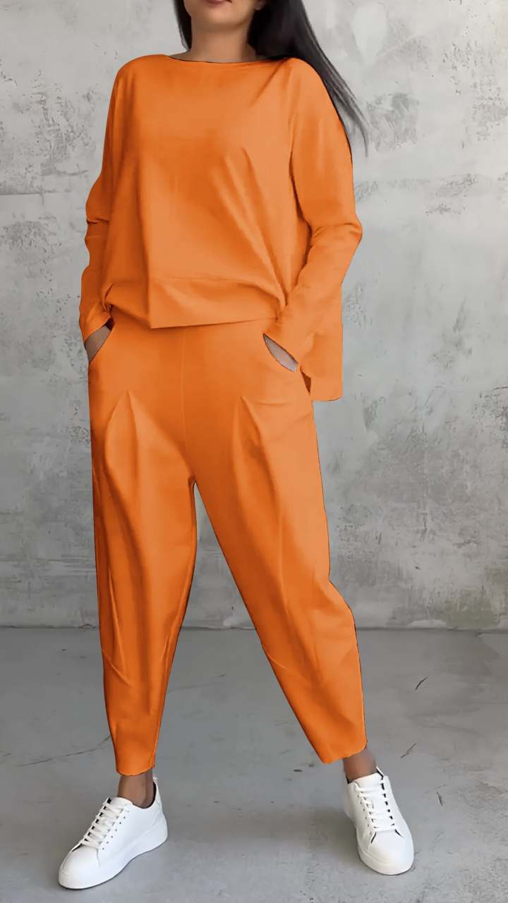 Clara - Irregular Design Sweater & Harem Pants Suit.