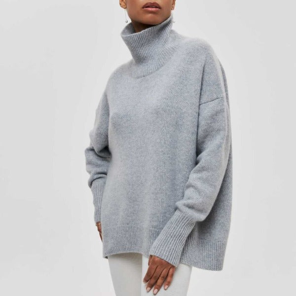 Ava | Roller Collar Pullover Stretched