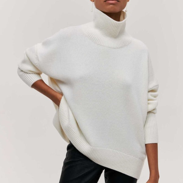 Ava | Roller Collar Pullover Stretched