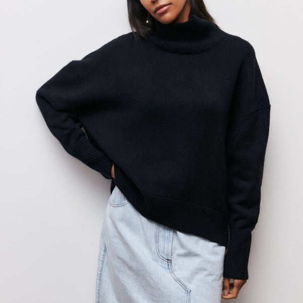 Ava | Roller Collar Pullover Stretched