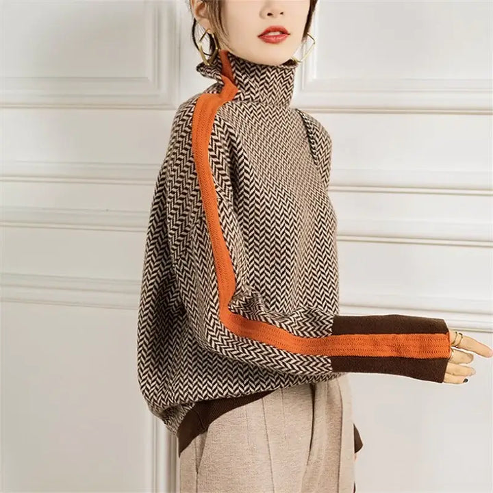 BEATRICE - HERRINGBONE TURTLENECK