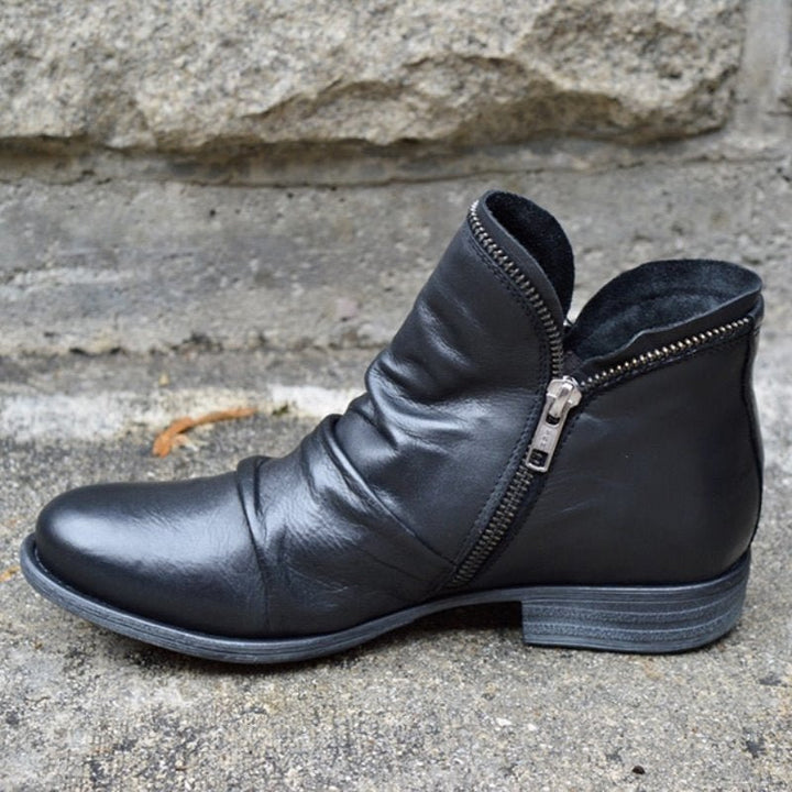 Ava | Leather boots with zipper